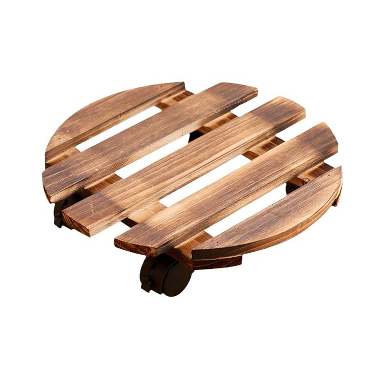 1PC Wooden Heavy-Duty Planter Tray Base Movable Square/Round for Indoor/Outdoor Dolly Rollers Cart Plant Rolling Cart