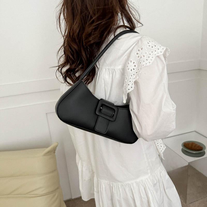 Temperament Simple and Fashionable Solid Color Small Bag Women's 2025 Summer New Foreign Style Shoulder Armpit Bag Solid Color Small Square Bag