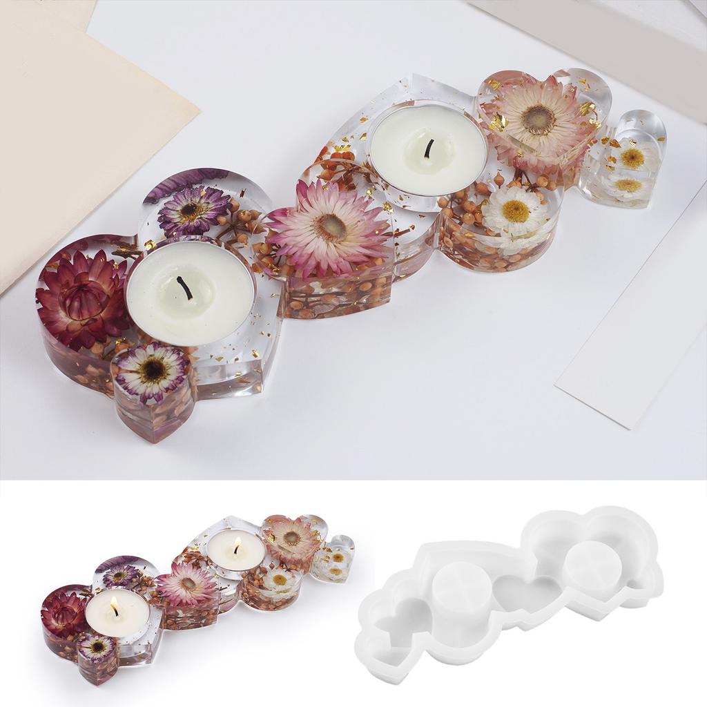 Versatile Double Hole Heart Shape Silicone Molds for Creating Decorative Candle Holders and Trinket Containers