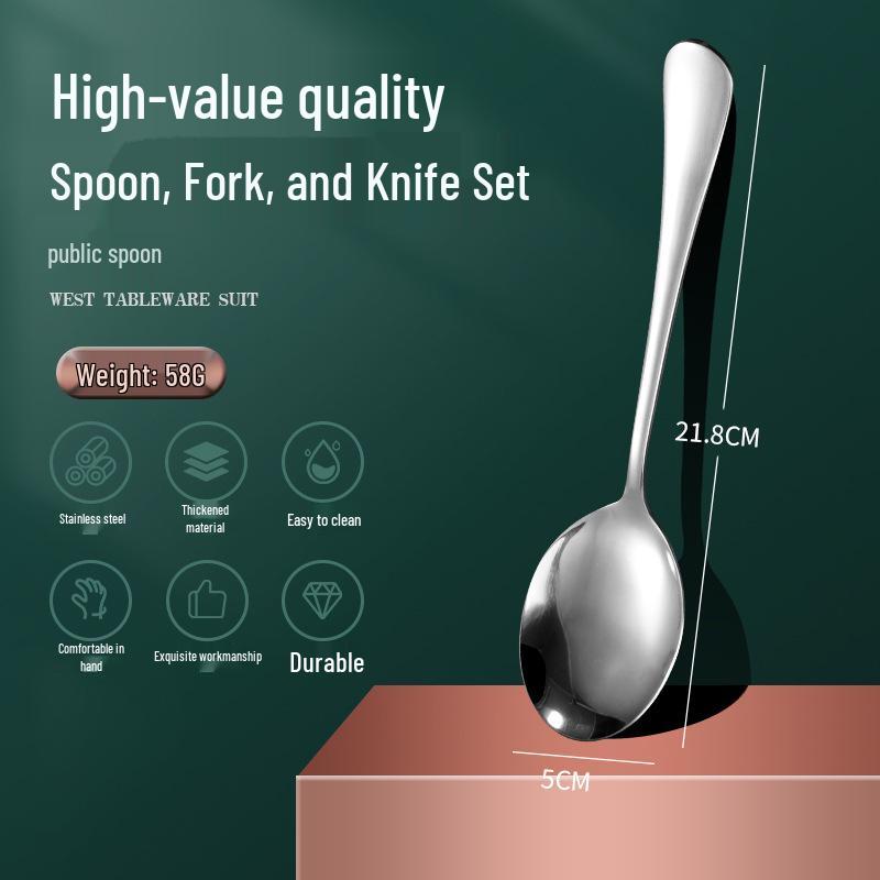 1010 Stainless Steel Western Cutlery Set: Knife, Fork, Spoon, Dessert & Coffee Spoon, Steak Knife.