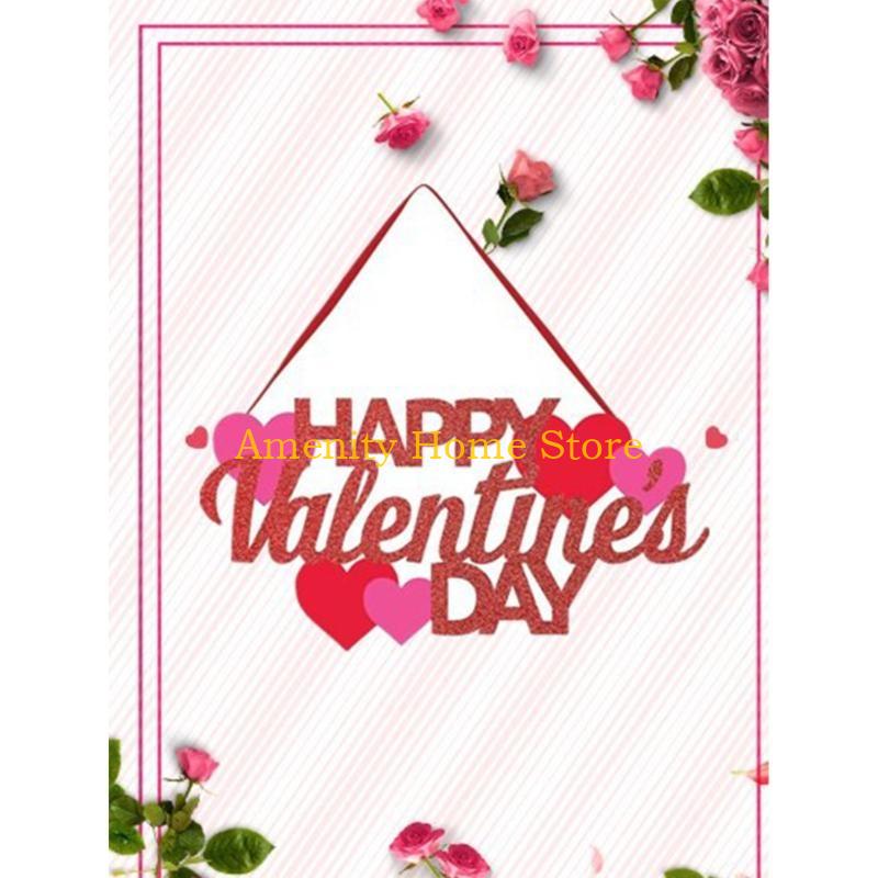 

F26C Happy Valentine s Day Sign Valentine s Day Love Heart Pendant Hanging Ornament for Home Romantic Party Wall Window Door CN
