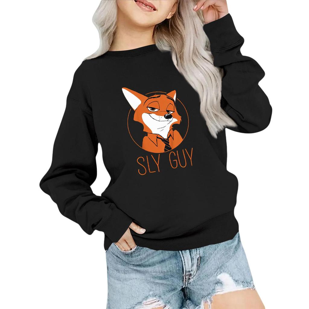 Children's Fashionable Loose Casual Long-sleeved Printed Collar Sweatshirt