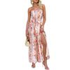 Spring new, fashionable and elegant contrasting color printed lace-up tube  dress