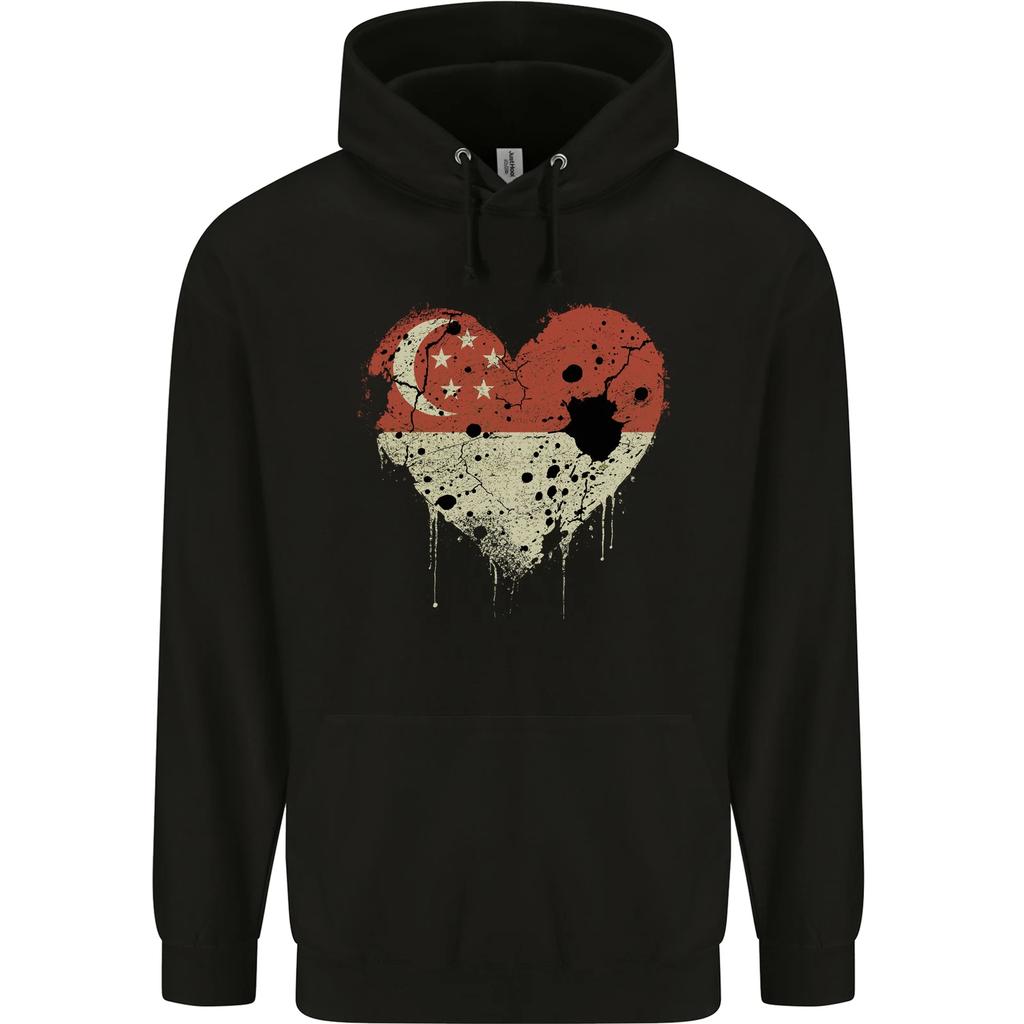 Love Singapore Flag Singaporean Day Football hoodie-Casual Pullover Sweatshirt