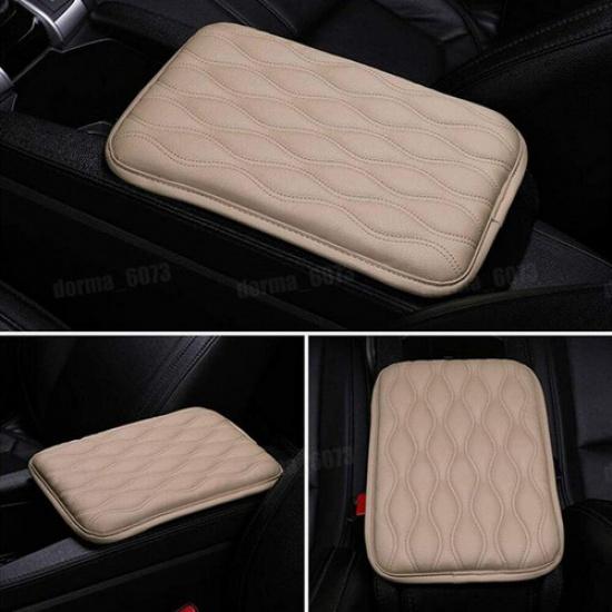 1pc Beige Armrest Cushion Cover Center Console Box Pad Protector Car Accessories