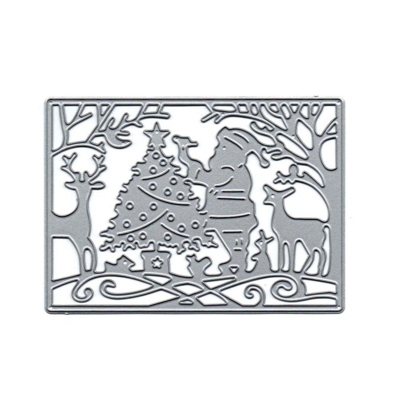 

Санта-Клаус Санта-олень Рождественская елка Скрапбукинг металлические трафареты для DIY альбома Декор бумажных карт серебряный