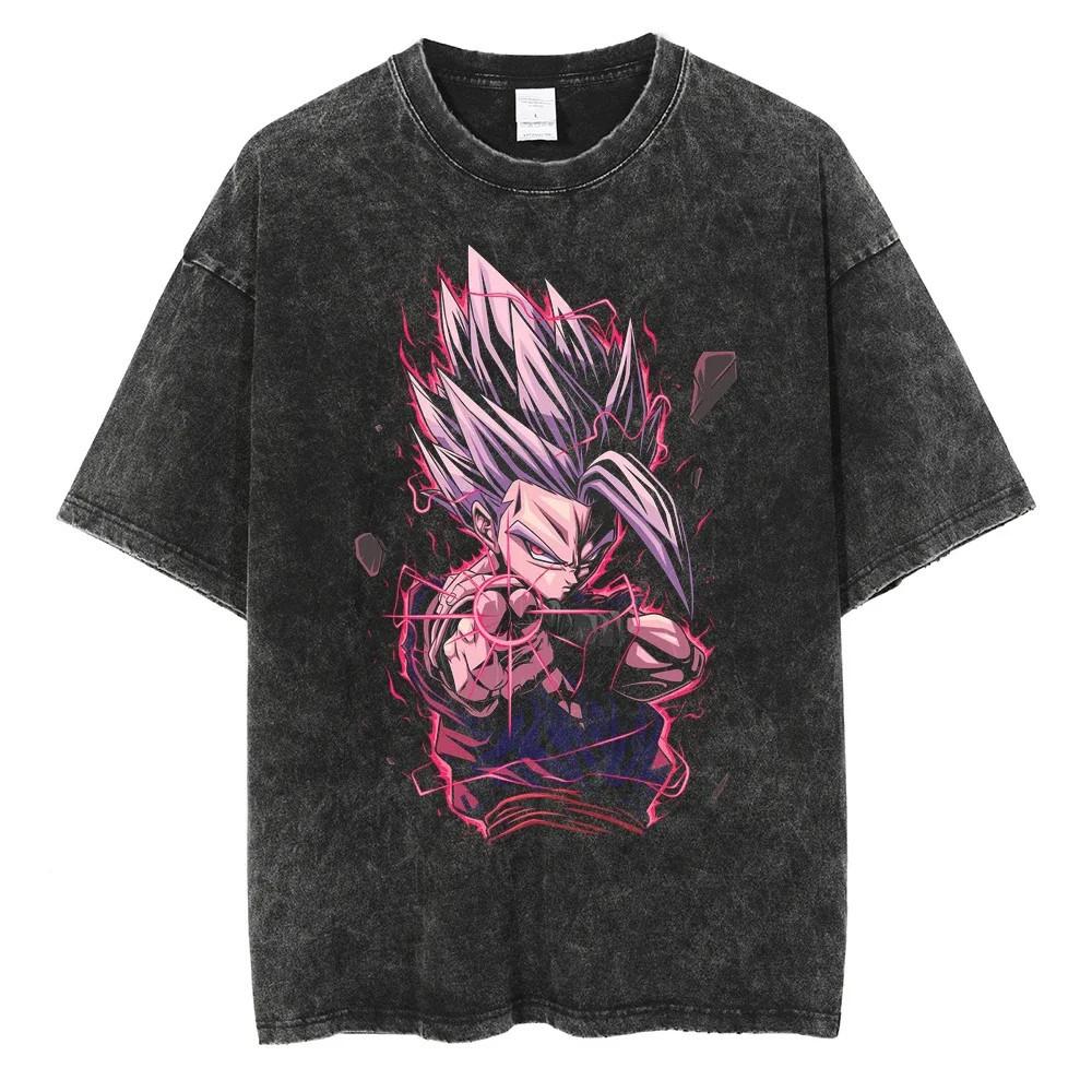 Anime Dragon Ball Goku Vintage Washed T Shirt Mens Women Cotton Tee Harajuku Streetwear Oversized Casual Summer ONeck Loose