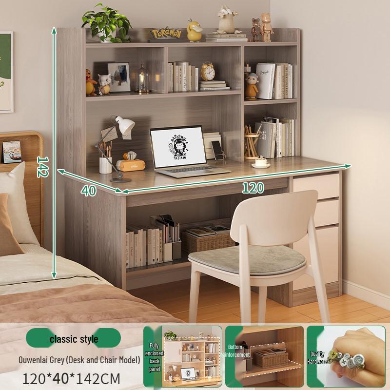 Modern Computer Desk with Bookshelf & Storage for Home, Office, Bedroom & Study Room