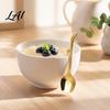 Vaisselle Romantique Forme Tulipe Cuillère en Acier Inoxydable Long Manche Café Glace Décorative Cuillère de Service Dessert avec Crochet Suspendu Cuisine