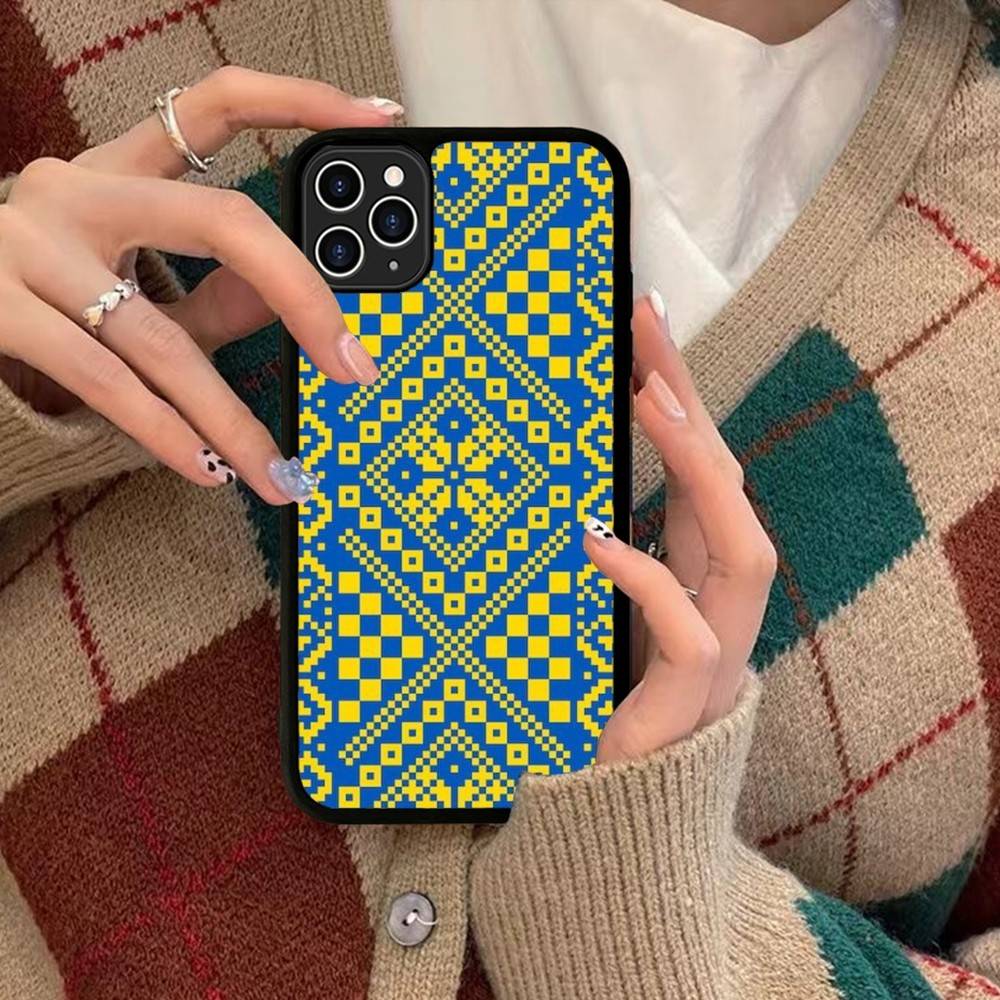U-Ukraine Ornament Pattern Phone Case Silicone PC+TPU For For IPhone 11 12 13 14 15 16 Plus Pro Max Cover