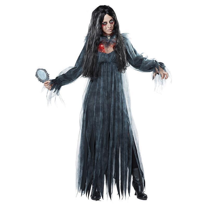 Halloween costume black cape ghost bride vampire bad witch