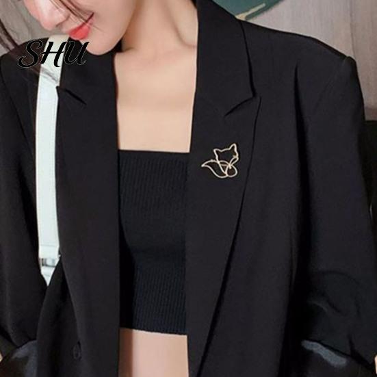 Hat Decoration Pin Women Brooch Hollow Fox Decor Stainless Exquisite Anti-slip Wear-resistant Coat Collar Scarf Clothes Garment Jewelry