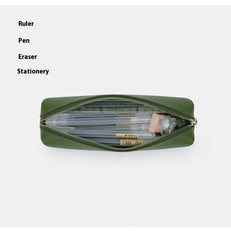 Pu Leather Pen Bag Water Dirt-Proof Storage Bag Large Capacity Pencil Case Simple Stationery Box