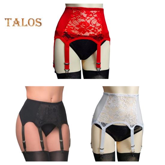 Women Garter with 6 Claws Hollow Out See-throug Lace Floral Embroidery High Waist Elastic Stockings Fixer Club Party Honeymoon Garter