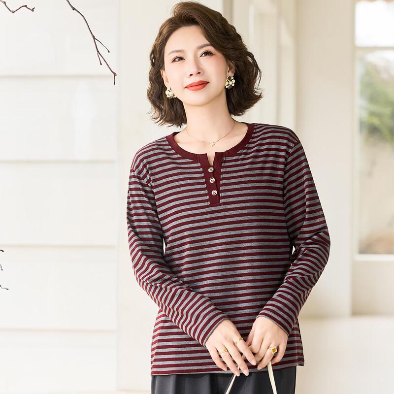 Pasite Women s Striped Long-Sleeve T-Shirt 2XL
