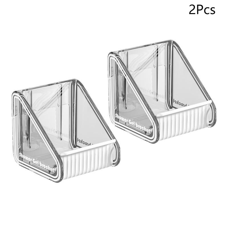 2Pcs Punch-Free Shower Gel Bottle Rack Wall Mounted Adjustable Storage Rack Shampoo Bottle Dispenser