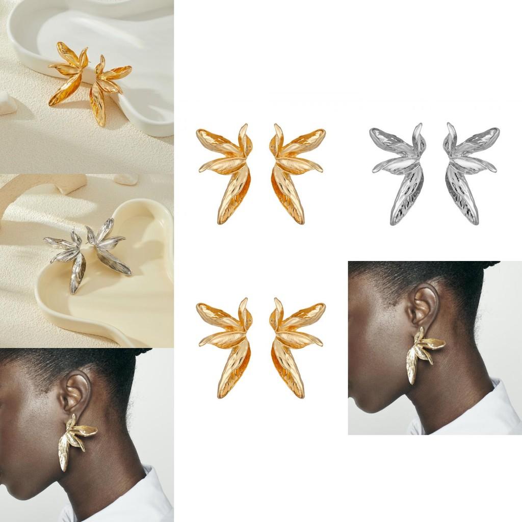 Fashionable Retro Alloy Flower Earrings With Leaf Shapes Perfect For Autumn 2024 Style