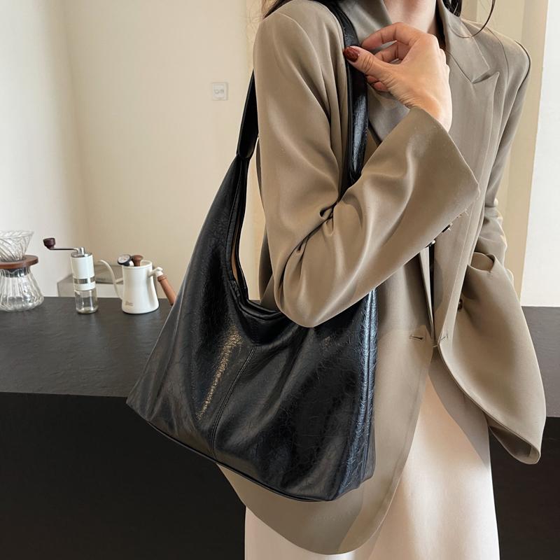 Two-Piece Bag Set Soft Leather Tote Bag Women's Retro Large Capacity Shoulder Bag Underarm Bag