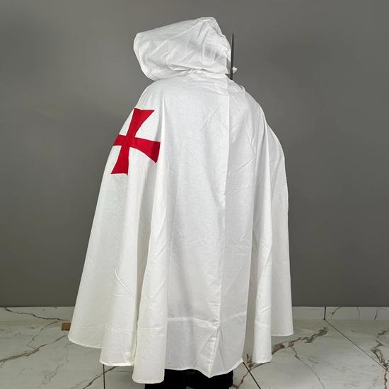 White Templar Cloak Holy Cross  Crusader Cloak Upper Inner with Chainmail Medieval Knight Armor Cloak LARP Cosplay Costume