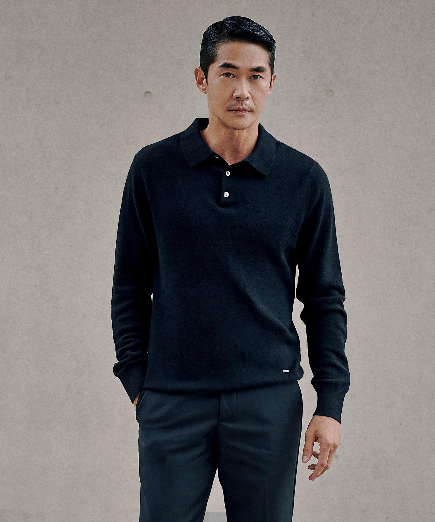 Martin Valen Merino Wool Blended Collar Knit_3Color Black/110