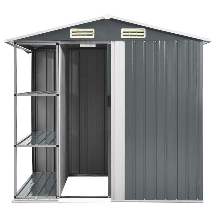 VidaXL Garden Shed with Shelf Grey 205x130x183 Cm Iron