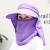 Women Wide Brim Face Mask Sun Hat Detachable Neck Face Flap Ponytail UV Protection Visor Hat Garden Fishing Hiking