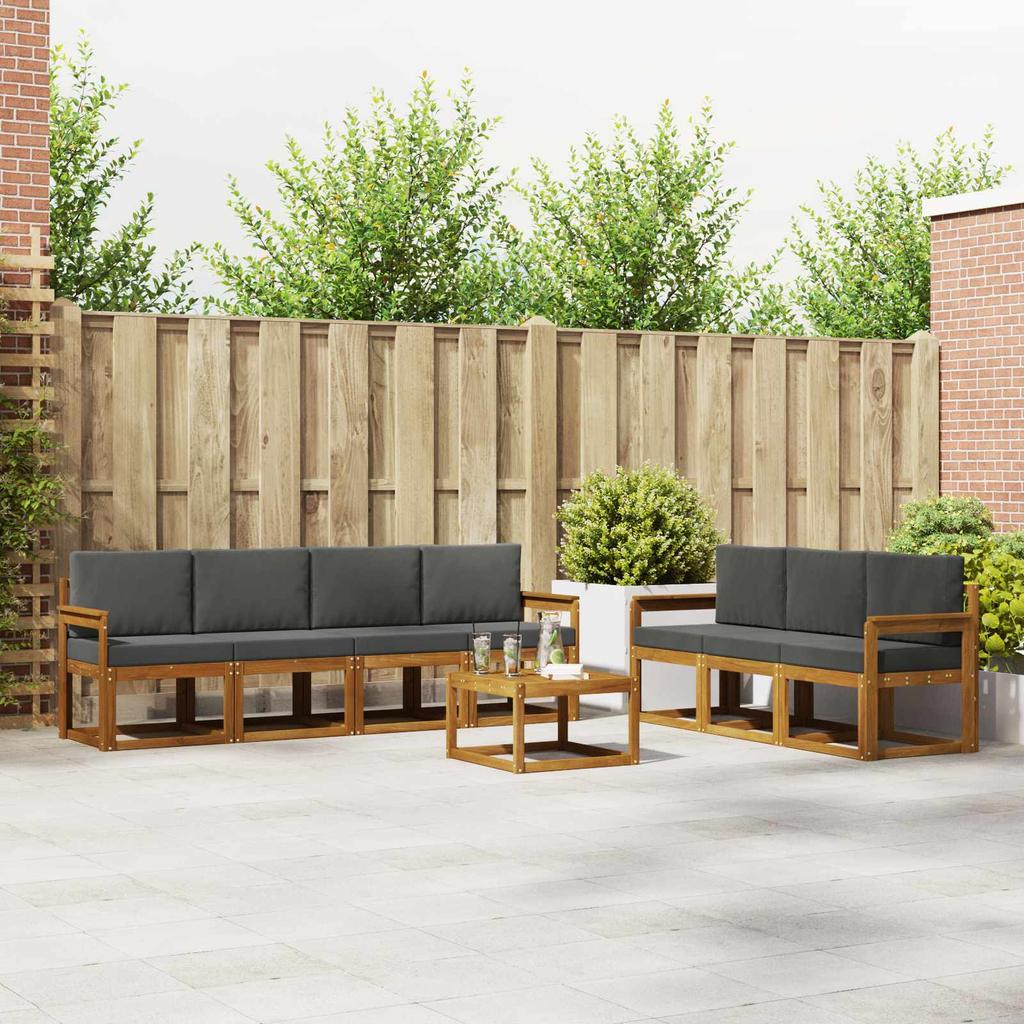 Outdoor Sofa Set with Cushions 8 Pcs Natural and Anthracite
