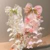 Sheer Ribbon Hair Bow Clip Flower Vine Tassels Ribbon Hair Clip Fashion Bow Hair Clip  Gifts