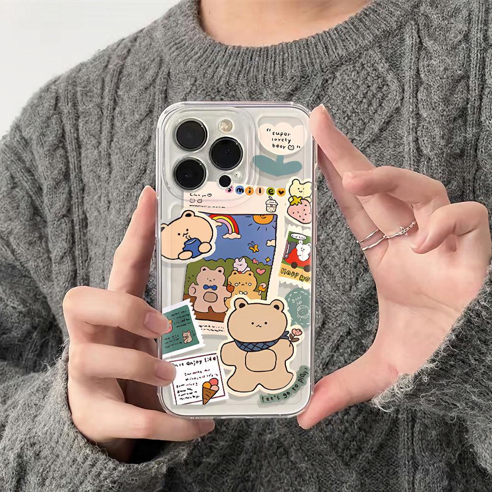 

Прозрачный мягкий чехол с полной защитой Little Bear Graffiti для iPhone 15/14 Pro Max, 13/12/11, XS/XR iPhone XR