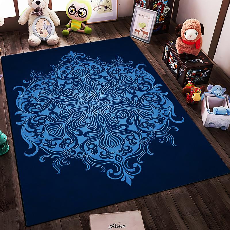 Blue Mandala Pattern Carpet, Decorative Floor Rug for Living Room Suitable for Use As an Anti-slip for Living Room Bedroom Sofas