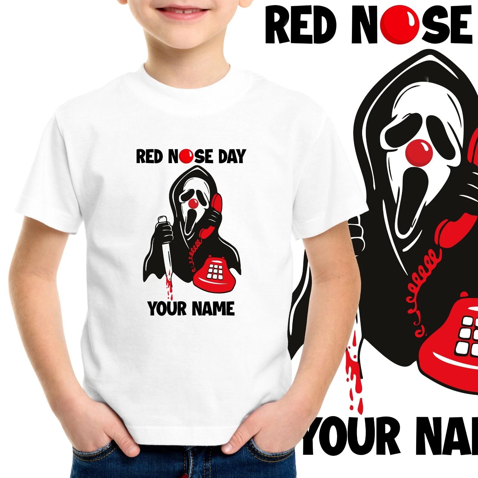 Red Nose Day Personalised T-shirt Ghost Face Men Kids Boys Adult Tee Top tshirt 140