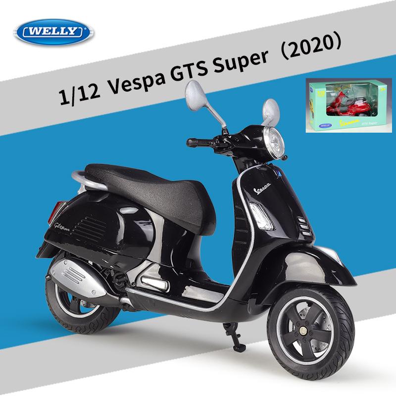 Welly 1/12 Vespa GTS Super 2020 Alloy Classic Leisure Motorcycle Model Simulation Metal Street Motorcycles Model Childrens Gifts