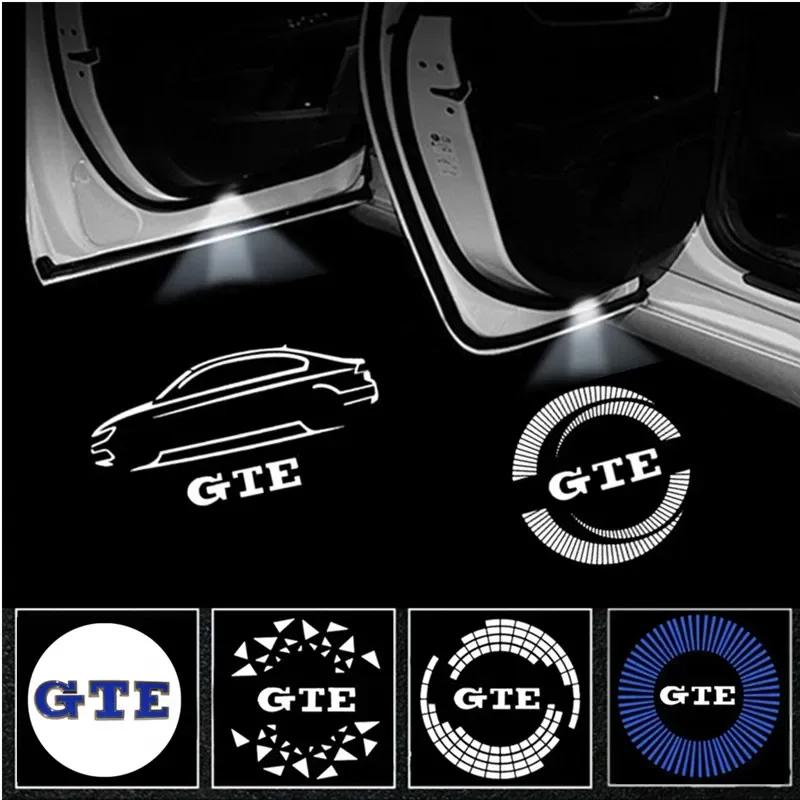 UDXKW1 2Pcs LED Car Door Welcome Lights Logo for VW GTE Logo Golf Tiguan Arteon POLO BORA Passat Jetta Touareg Courtesy Projector Lamps