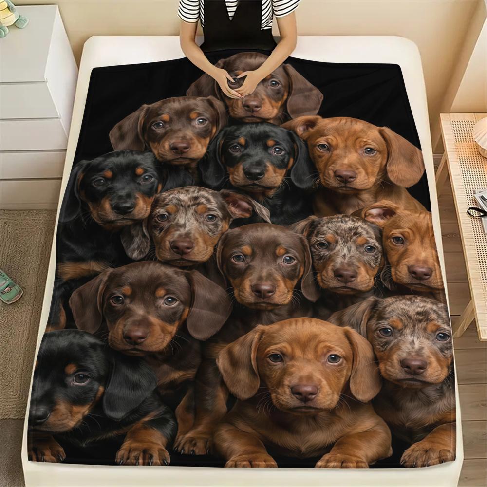 Stacking puppies Print Flannel Blanket,High quality Comfortable for All Seasons,Home Decor,Warmth and Comfort,Perfect for Christmas Gifts