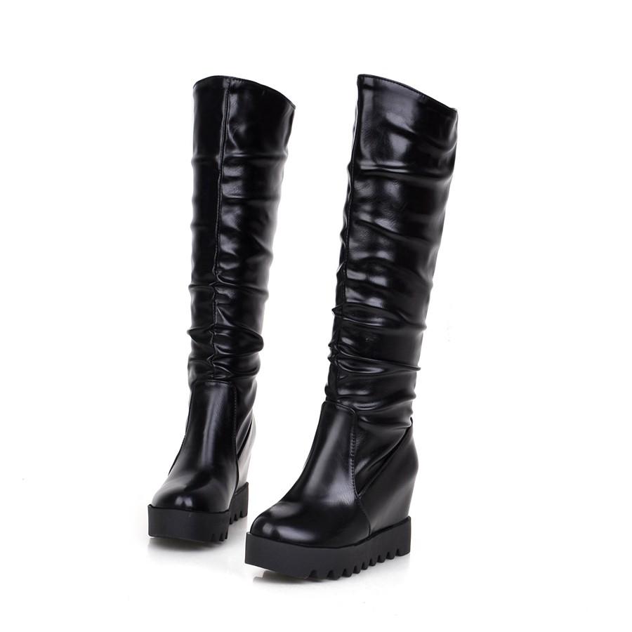 

7/Женские ботинки на наклонном каблуке просты и удобны.. Новые однотонные осенне-зимние женские ботинки большого размера на толстой подошве 42 чёрный