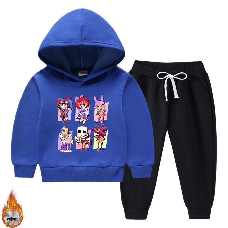 Children's Hooded Sweatshirt & Pants Set - Thickened, Warm, Autumn/Winter Style for Baby Boys & Girls