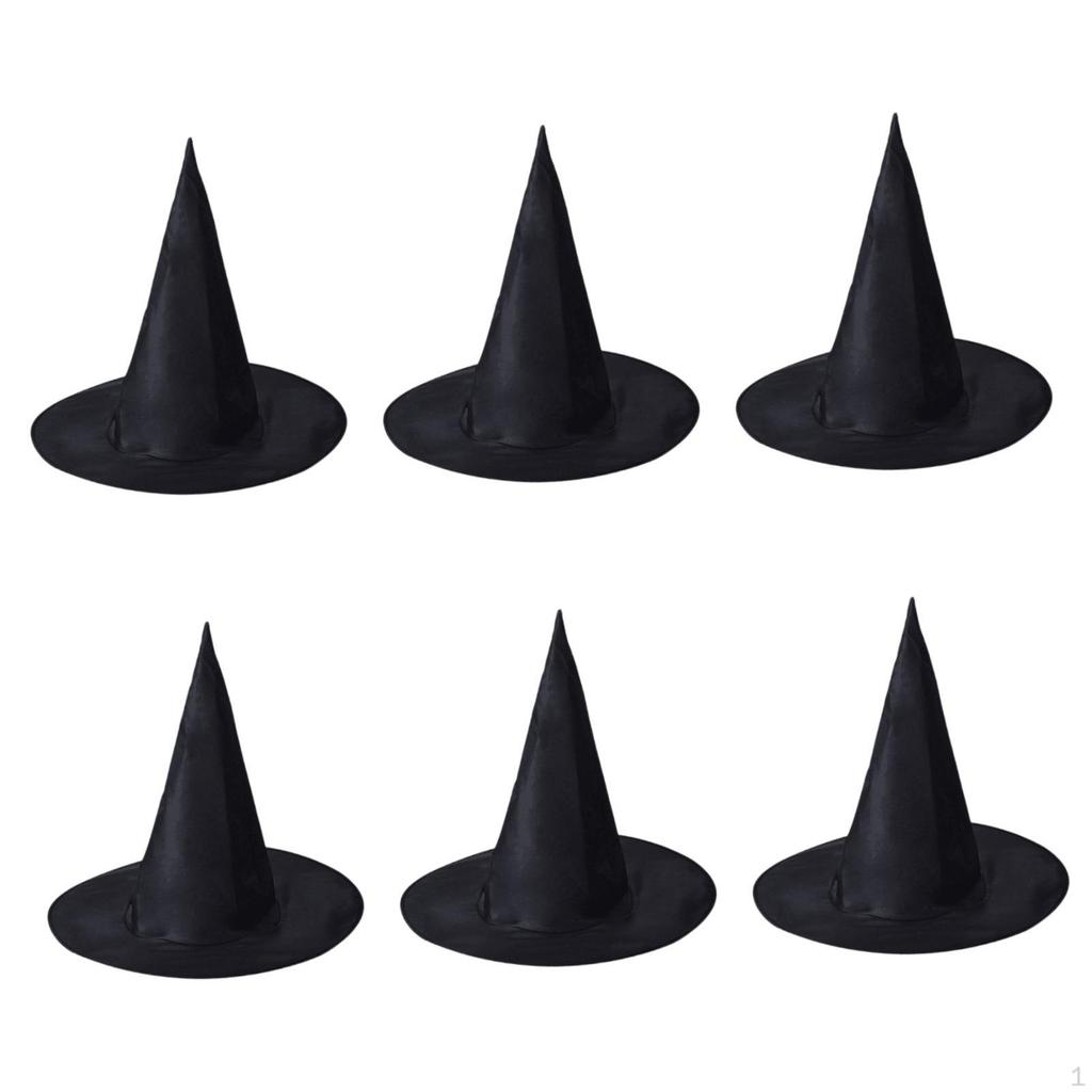 6 Pieces Halloween Witch Hat Wizard Cap Headwear Headgear Sorceress Pointed for