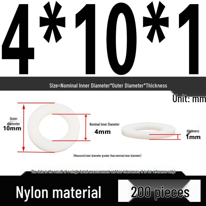 White Wear-Resistant Nylon Flat Washer Round Plastic Insulating Gasket M4-M20