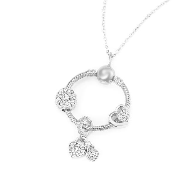 Simple Round Geometric Cubic Zircon Necklace Silver Color Clavicle Chain Union Rainbow Crown Charm Necklace For Women Jewelry