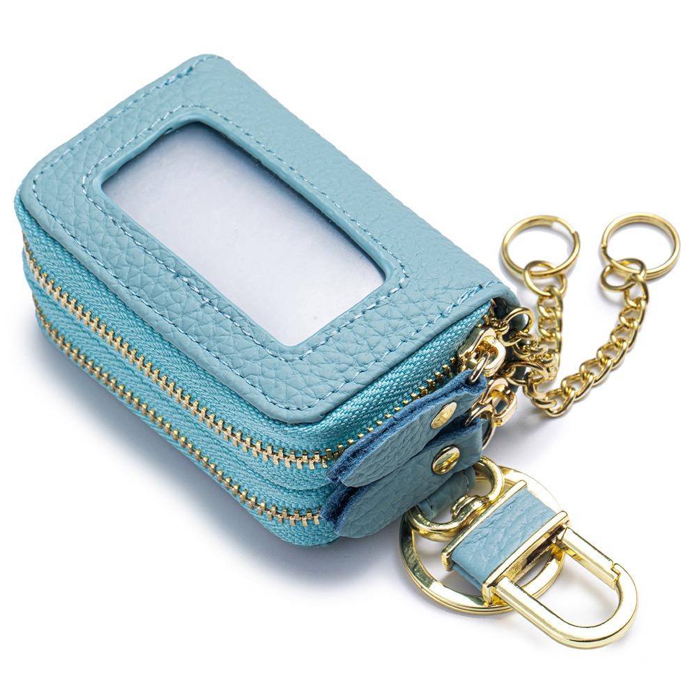 Genuine Leather High-value Double Zipper Key Bag Large Capacity New Waist Hanging Storage Bag Unisex Portable Key Bag
