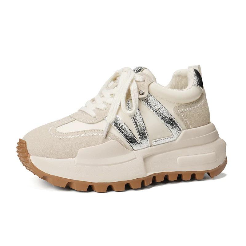 

Версия из коровьей кожи кроссовки папины туфли женские прилив осень новый модный тренд платформа 40 белый