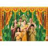 Indian Pooja Traditional Backdrop Diwali Ganpati Ganesh Marigold Puja Photography Background Green Banana Leaves Adult Religious Service Weeding