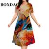 2026 New Women Dresses Fashion Plus Size Summer Flower 3D Print Short Sleeve Dress Casual Tie Dye Loose A-Line Dress Streetwear
