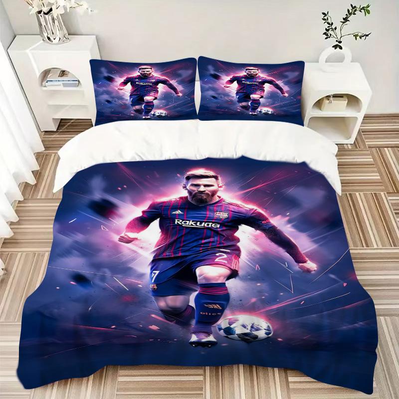 Barcelona Fc Player Action Print 3Pcs Bedding Setduvet Cover With 2 Bedropillowcase Home Birthday Gift