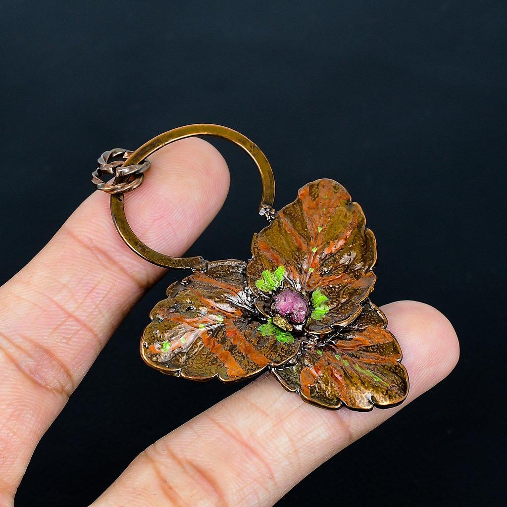 Ruby Pendant Gemstone Jewelry, Copper Electroformed Handmade Pendant, Latest Design Jewelry