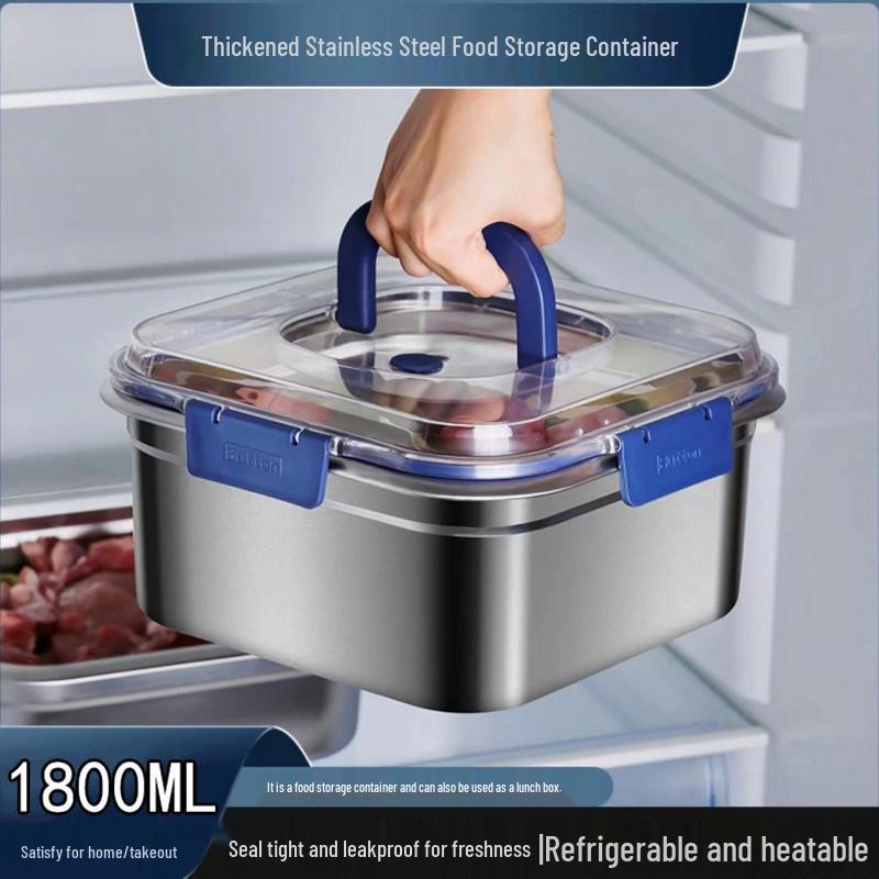 Stainless Steel Food-Grade Sealed Storage Box with Lid
