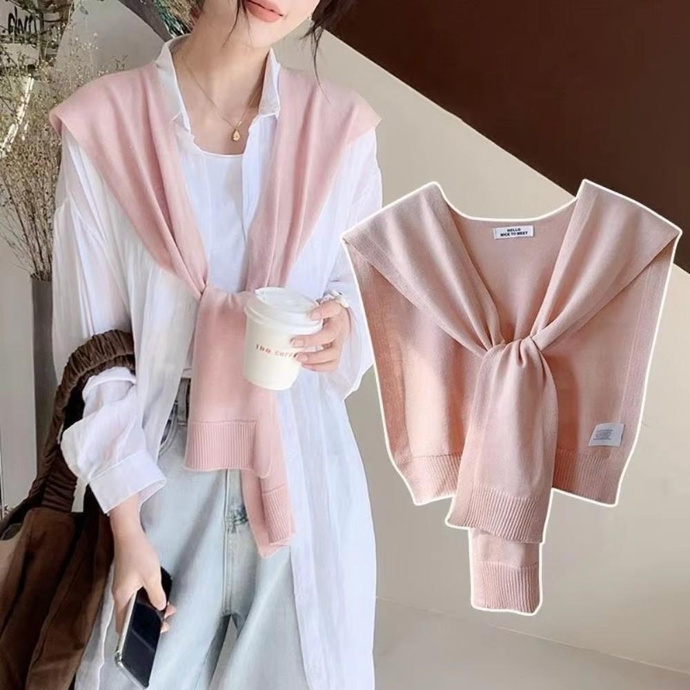 Knotted Knitted Shawl Knitted Design Knit Thin Cape Korean Style Shoulder Scarf Women