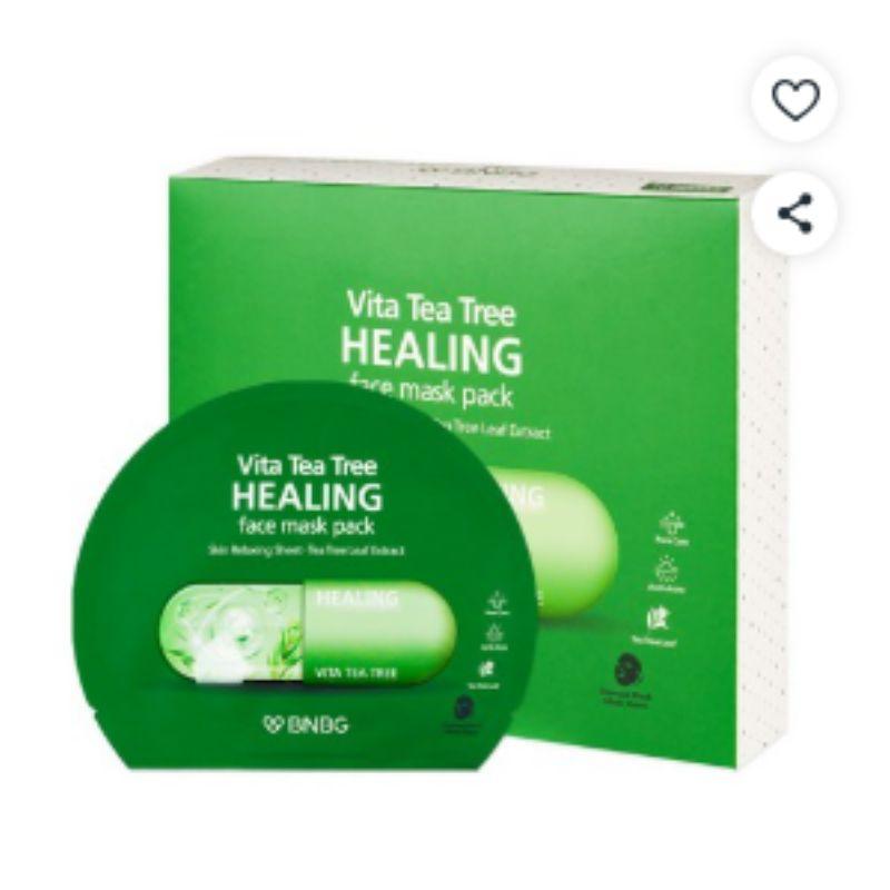 BNBG Vita Tea Tree Healing Charcoal Sheet Mask Pack 30ml x10 – Soothing Pore Care Repair Facial Mask K-Beauty