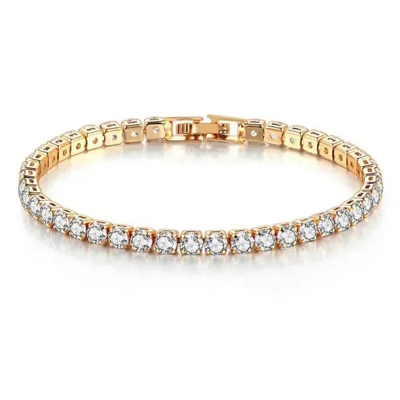 925  Silver Rose Gold Tennis Bracelet Sparkling Crystal Cubic Zirconia Hip-Hop Luxury Women's Jewelry Surprise Gift