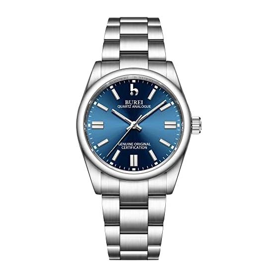 [BUREI] Women s Watch Popular Brand Quartz Waterproof Analog Ranking Women s Luxury Watch (Blue)